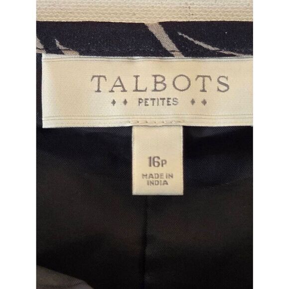 Talbots Womens Black Tan Floral Lined Full Skirt 16 Petite - Picture 2 of 9